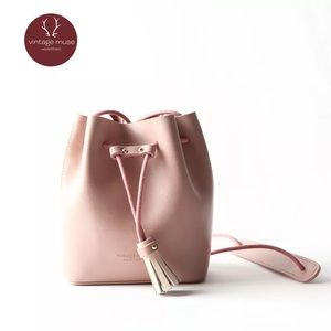 Super cute dusty rose leather bucket bag